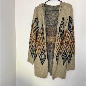 Woven Heart Hooded Cardigan